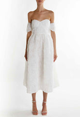 True Decadence White Amelia Bardot Bust Cup Midi Dress