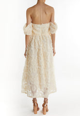 True Decadence Cream Amelia Bardot Bust Cup Midi Dress