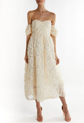 True Decadence Cream Amelia Bardot Bust Cup Midi Dress