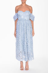 True Decadence Blue Amelia Blue Floral Bardot Skater Dress