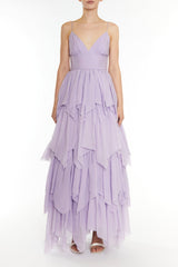 True Decadence Sadie Lilac Layered  Tulle Maxi Dress