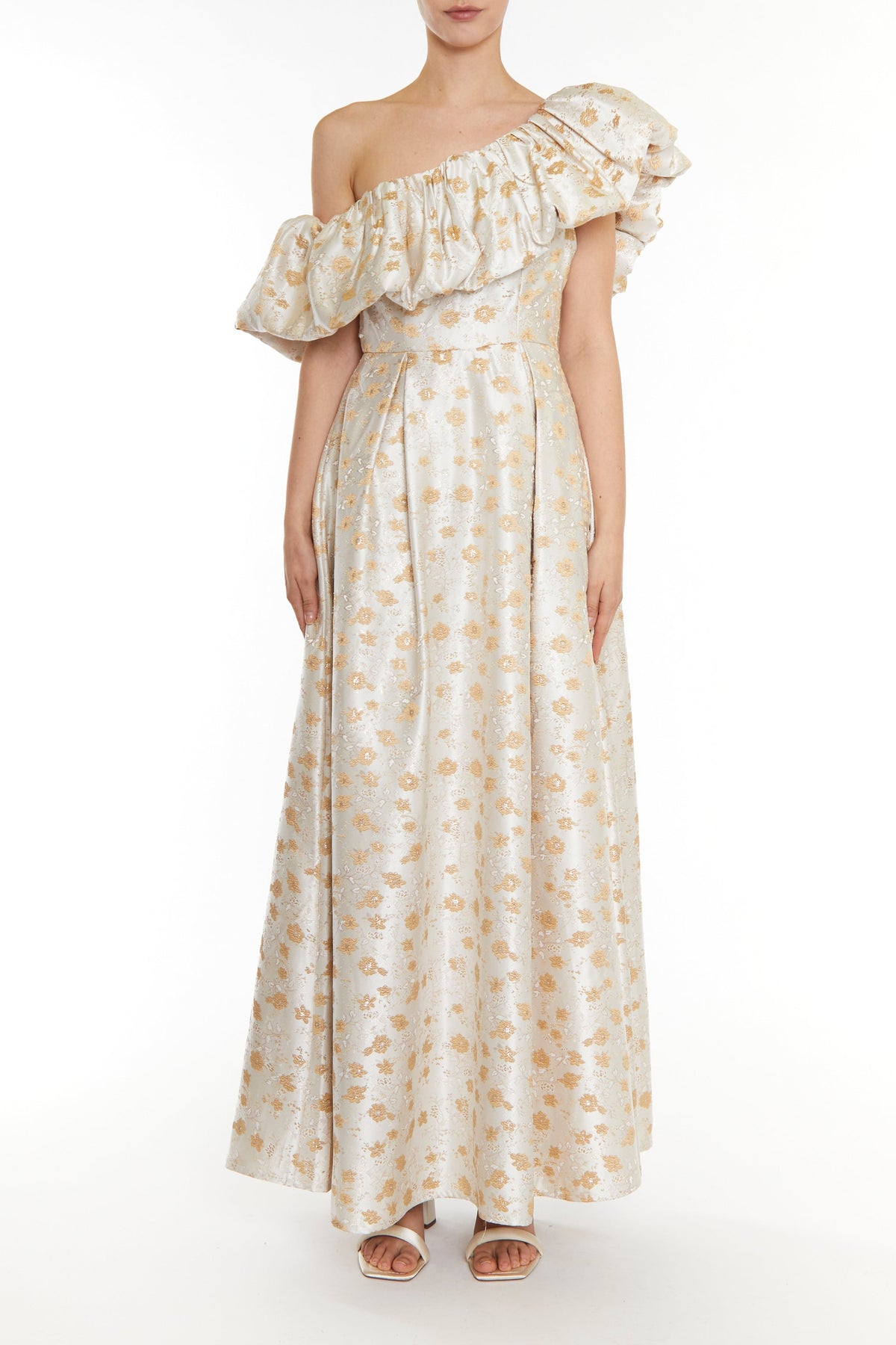 True Decadence Cream Blake Puff Shoulder Maxi Dress