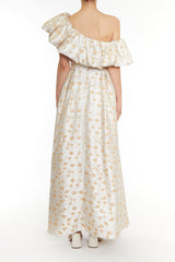 True Decadence Cream Blake Puff Shoulder Maxi Dress