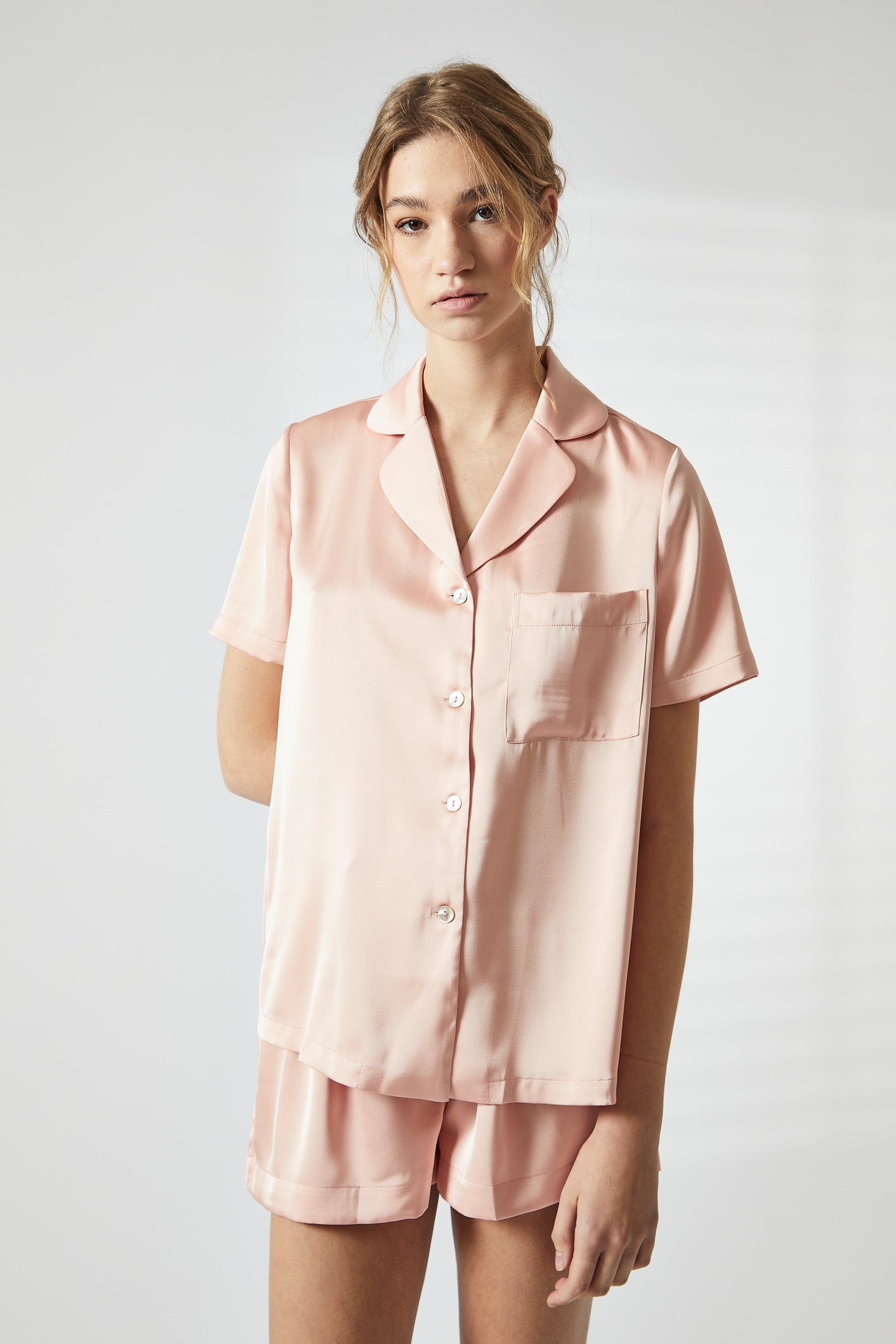 True Decadence Dusty Pink Short Satin Pyjama Set