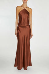 True Decadence Brown Hailey Satin Dress