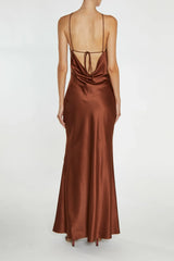 True Decadence Brown Hailey Satin Dress