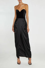 True Decadence Alexis Black Bandeau Draped Maxi Dress
