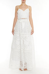 true Decadence Melissa Co-ord White Patchwork Lace Corset Style Crop Top