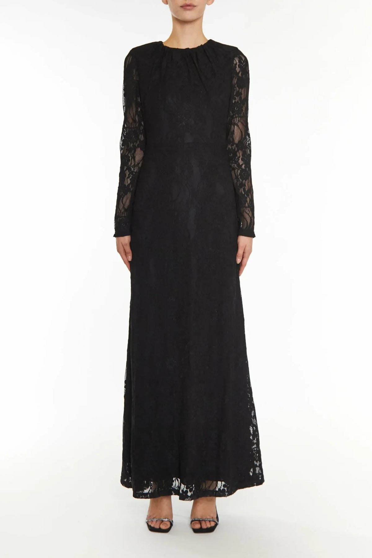 True Decadence Black Siena Lace Maxi Dress
