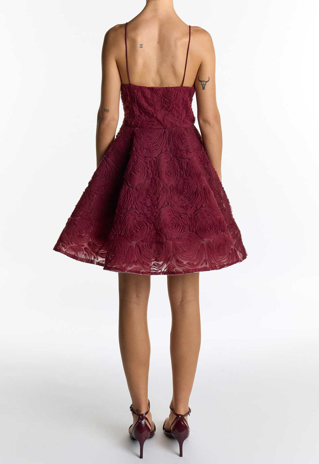 True Decadence Burgundy Zoya Sculpted Mini Dress