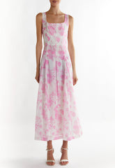 True Decadence Candy-Pink Floral Leanna A-line Midaxi Dress