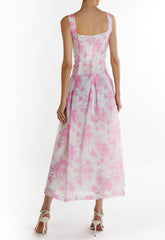 True Decadence Candy-Pink Floral Leanna A-line Midaxi Dress