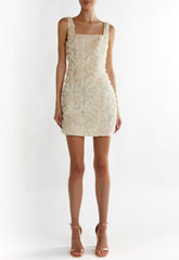 True Decadence Cream Khloe Square Neck Mini Dress