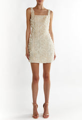 True Decadence Cream Khloe Square Neck Mini Dress
