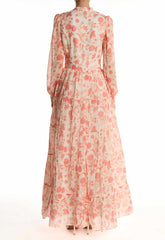 True Decadence Ivory Rust Floral Tiered Shirt Maxi Dress