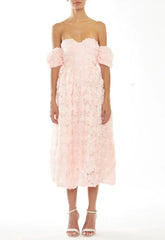 True Decadence Amelia Peach Bardot Bust Cup Midi-Dress