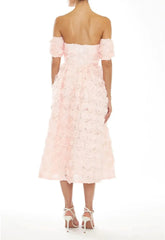 True Decadence Amelia Peach Bardot Bust Cup Midi-Dress