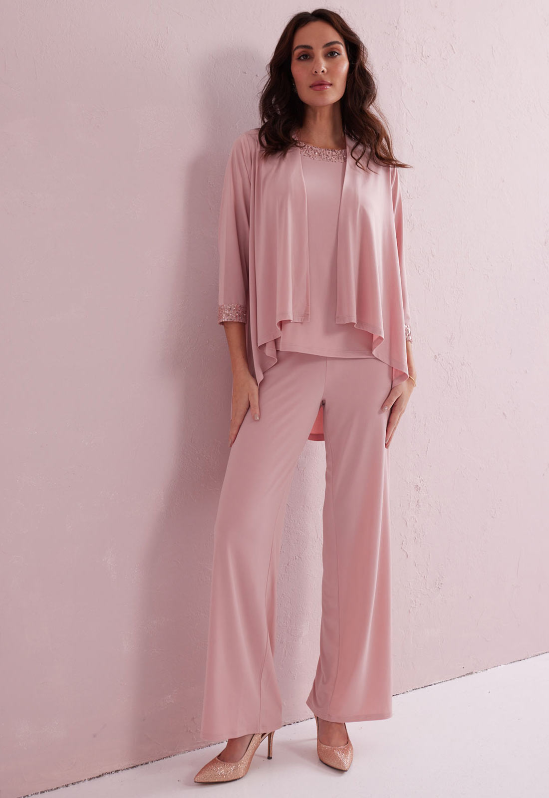 Samantha Jane Pink 3 Piece Trouser Suit