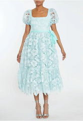 True Decadence Alice Aqua Organza Peplum Midaxi Dress