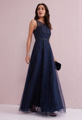 Samantha Jane Navy Angel Embellished Gown