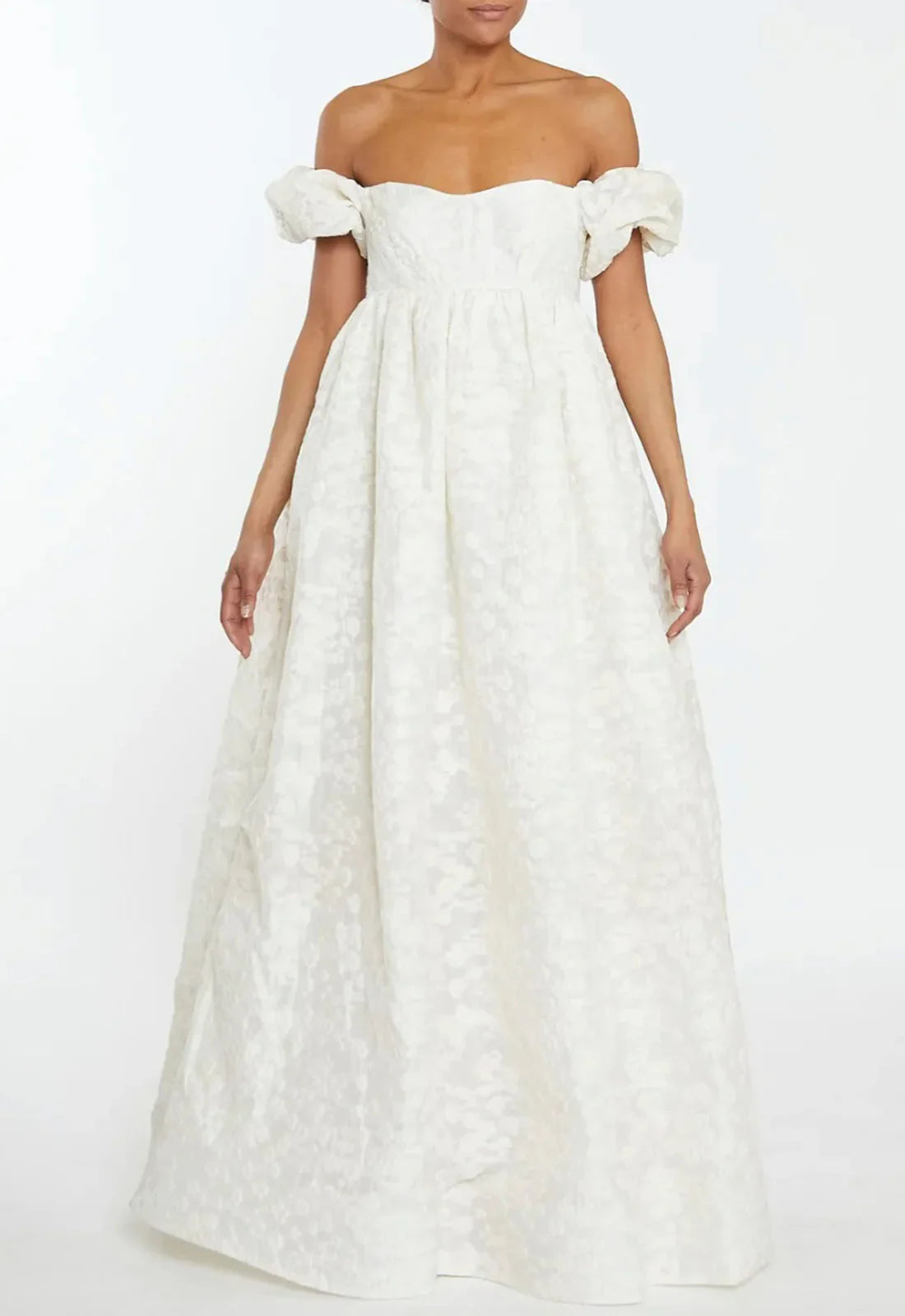 True Decadence Ava Cream Bardot Empire Line Maxi-Dress