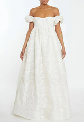 True Decadence Ava Cream Bardot Empire Line Maxi-Dress