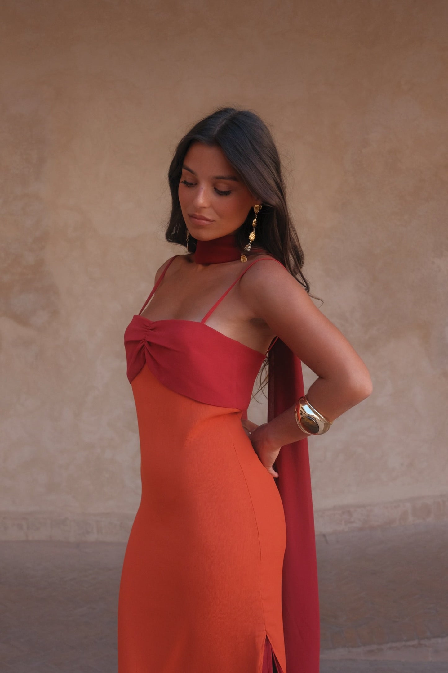 Zahara Dress in Orange and Red - Shipping/Envio 25/05 to 29/05