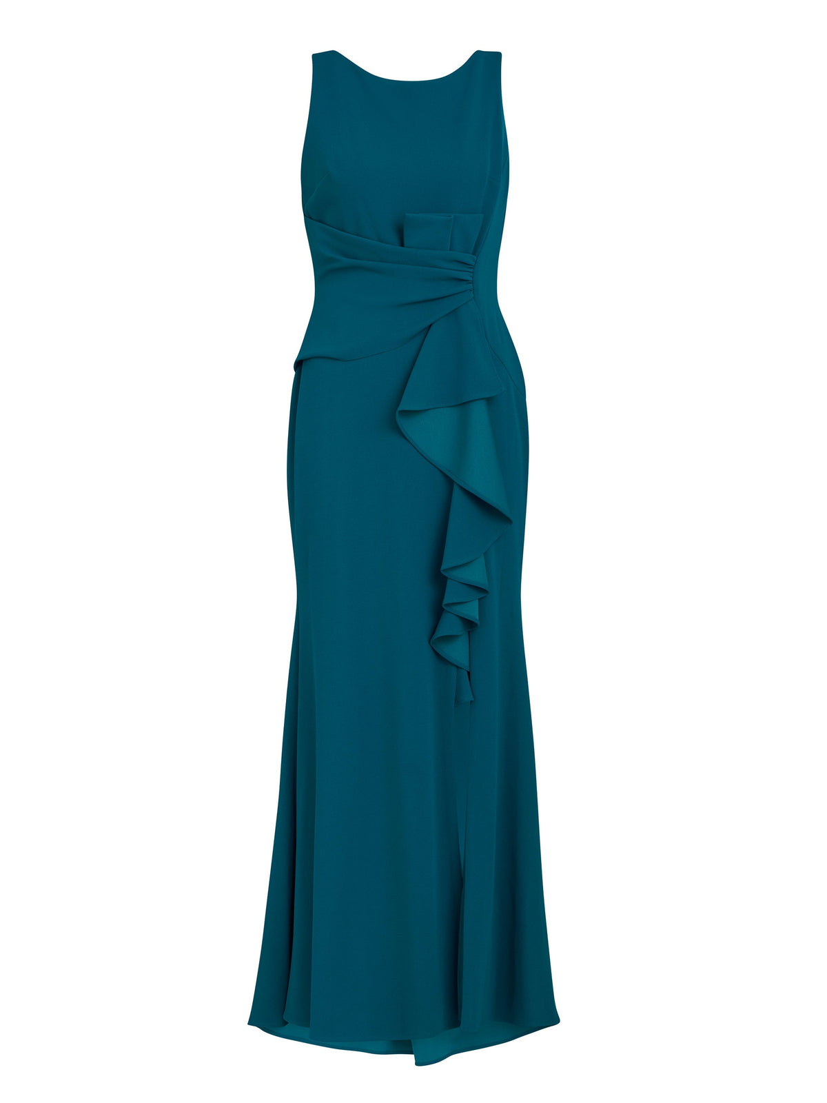 Gina Bacconi Teal Jayden Crepe Maxi Dress