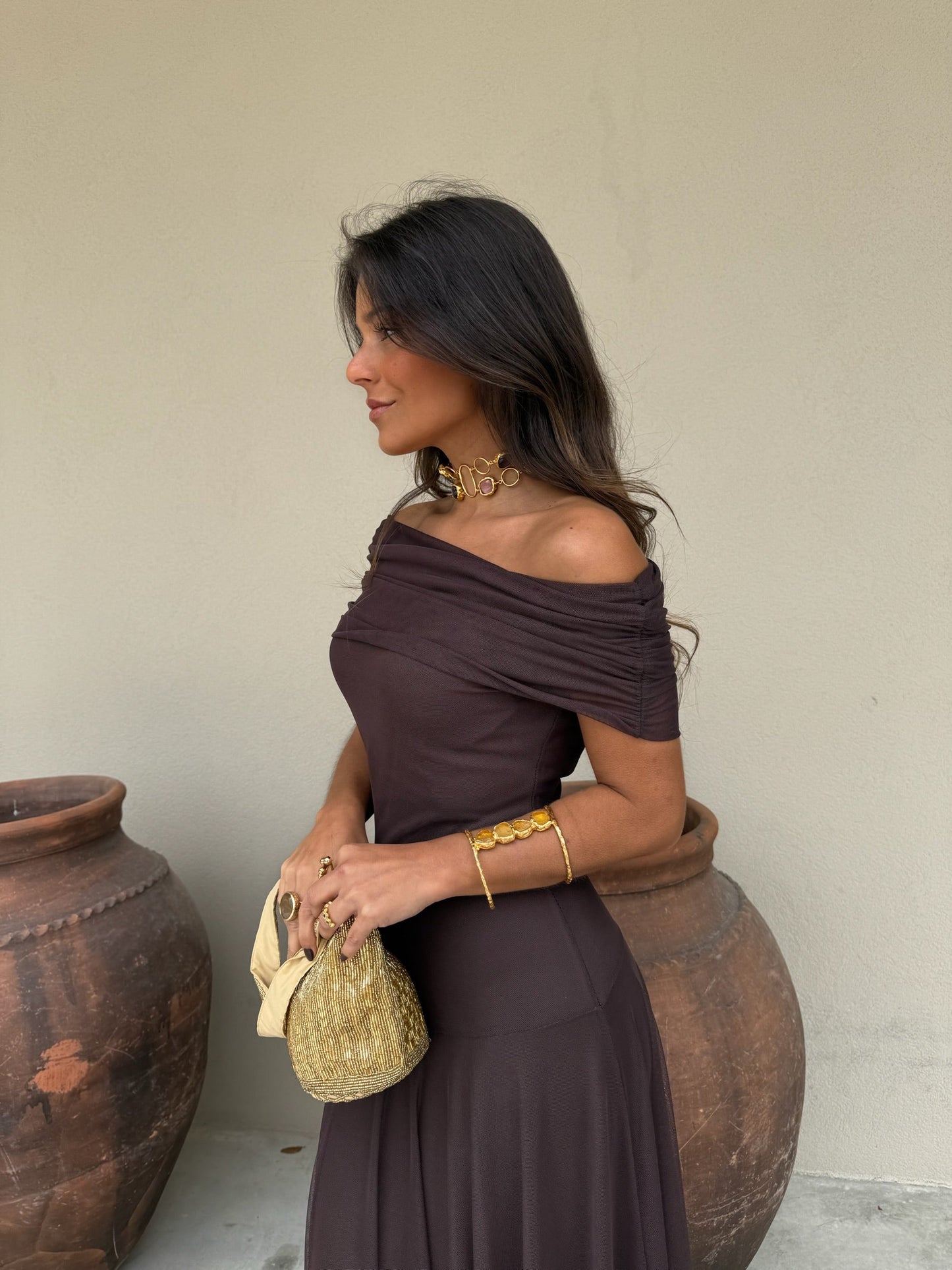 Toledo Dress in Brown - Shipping from 04/05 to 08/05