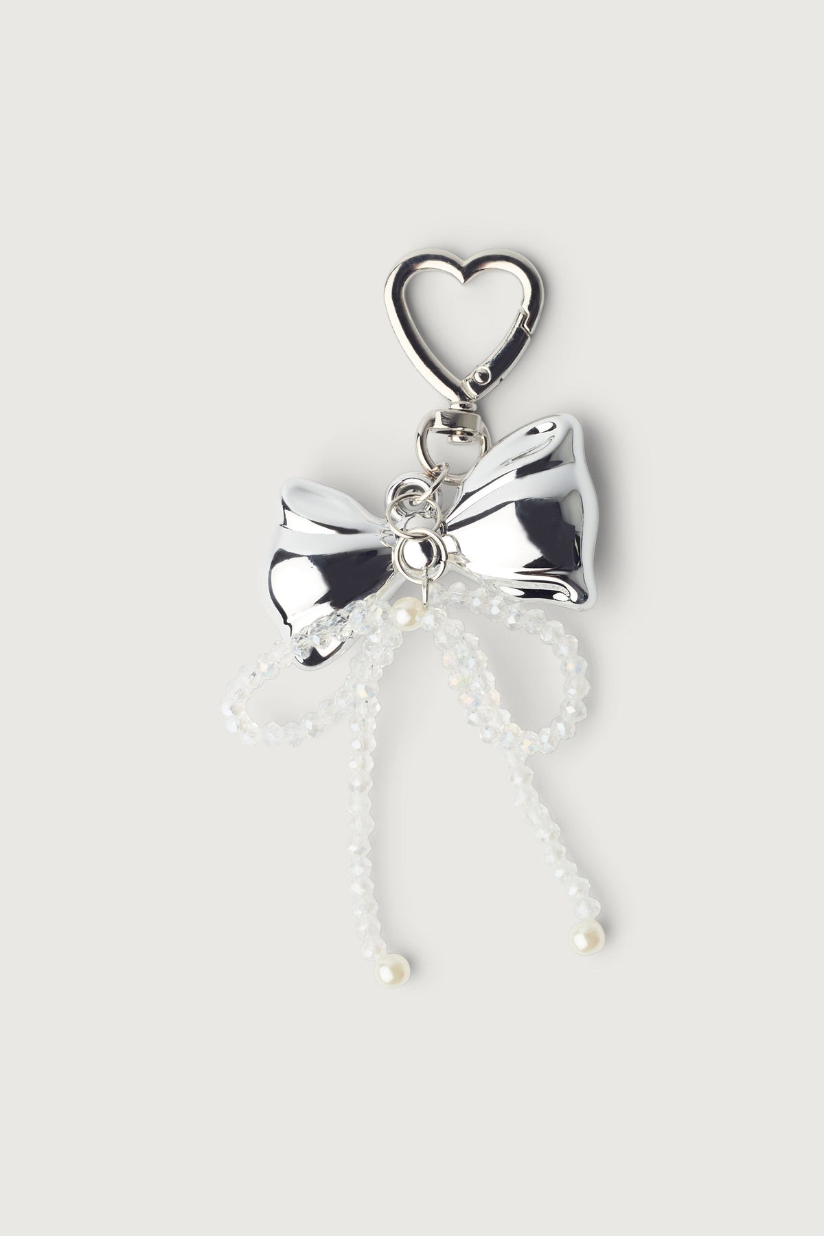 BEADED CHROME RIBBON BAG CHARM