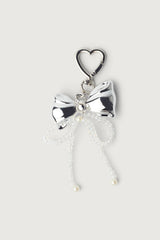BEADED CHROME RIBBON BAG CHARM