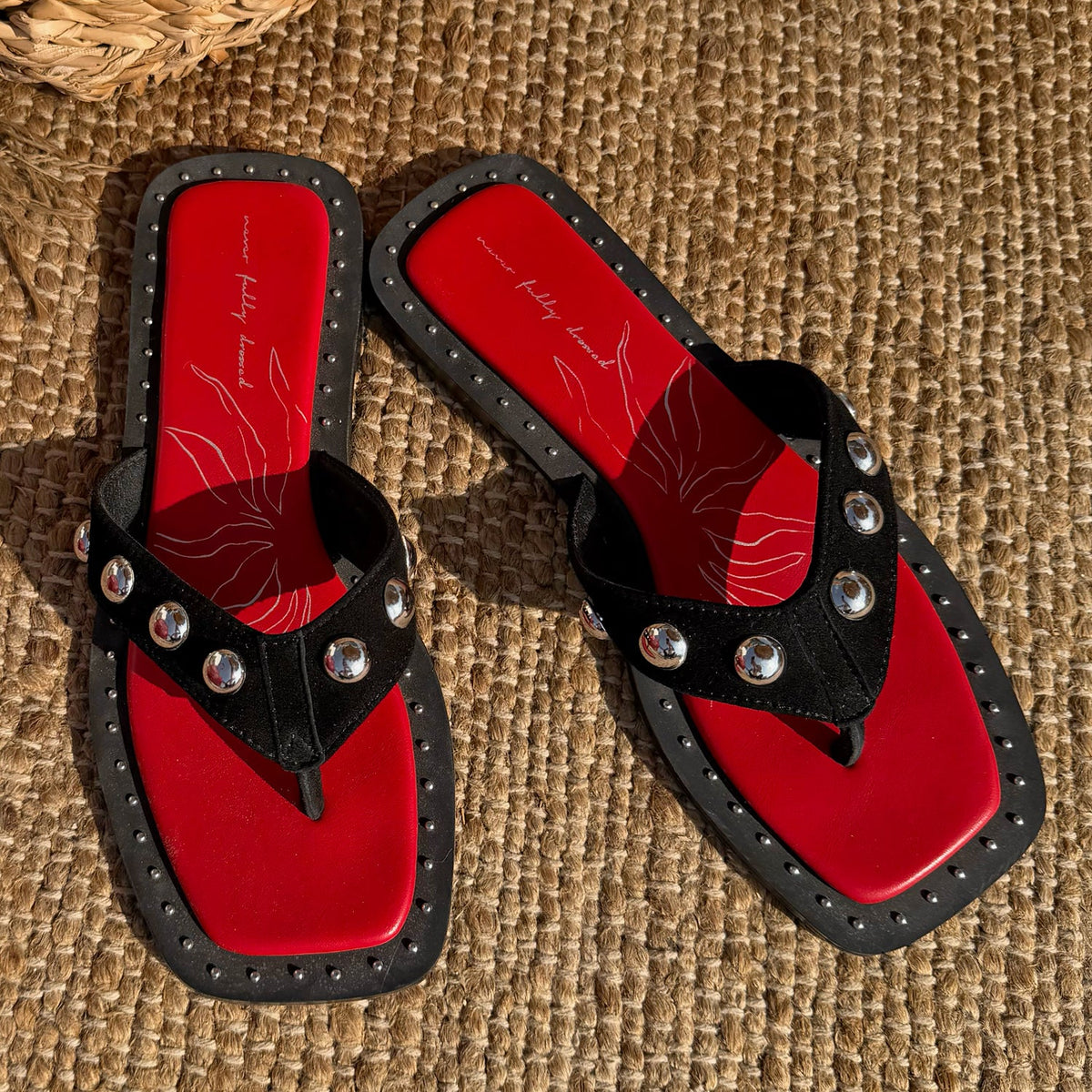 Black Leather Stud Sandals