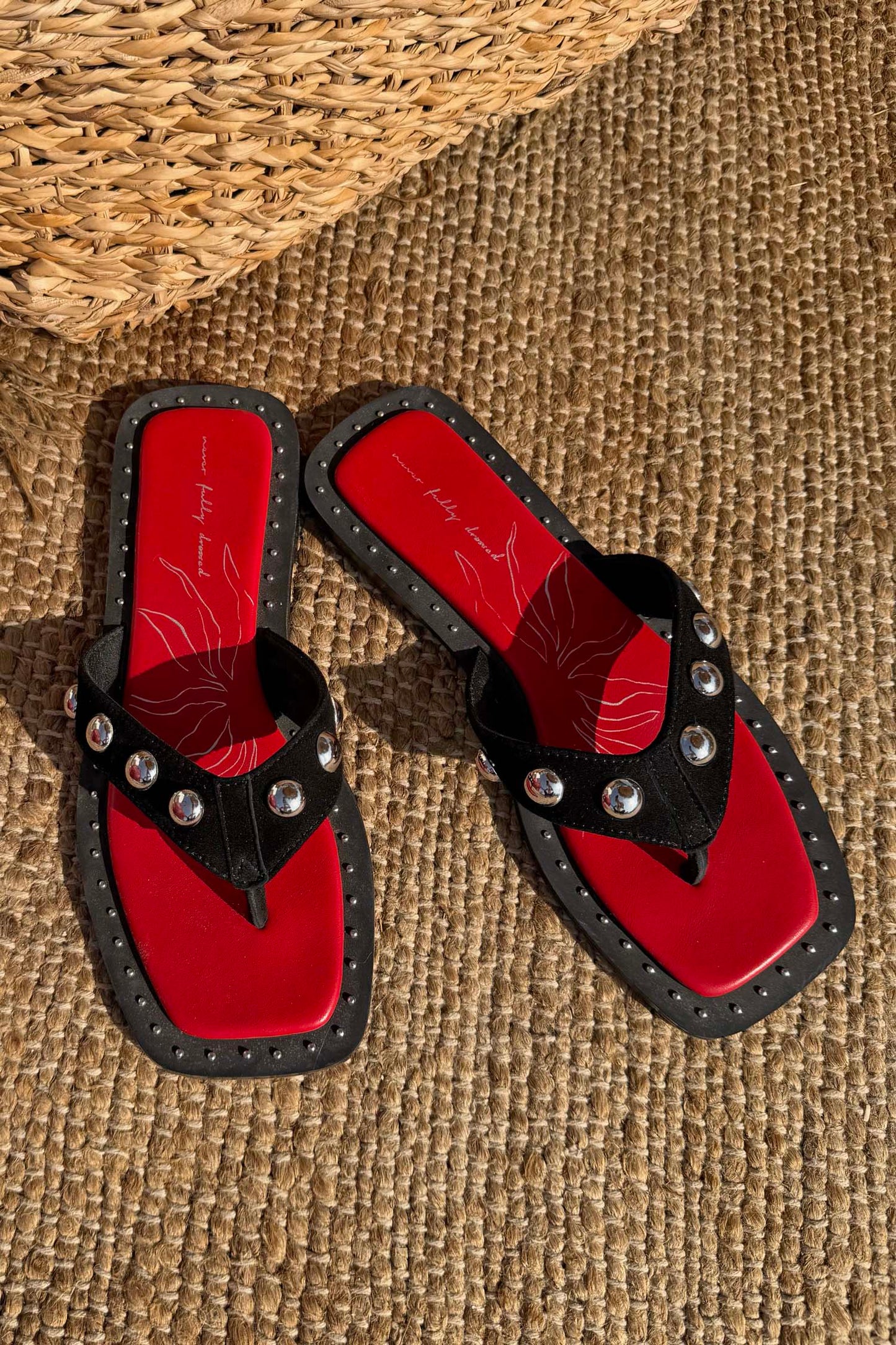 Black Leather Stud Sandals