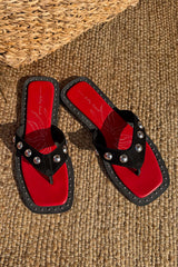 Black Leather Stud Sandals