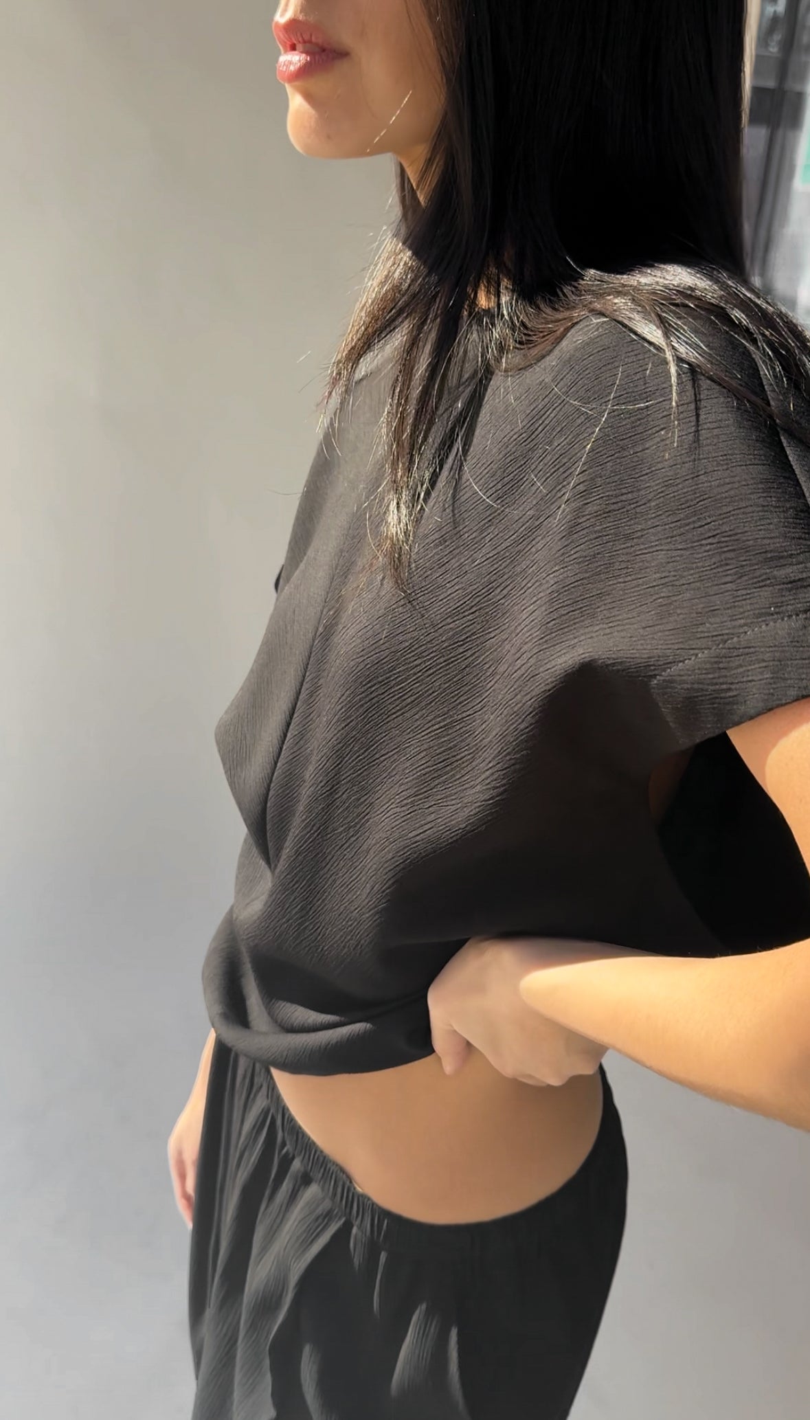 CRINKLED RAYON TOP