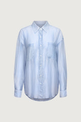 SHEER STRIPE TENCEL BUTTON UP SHIRT