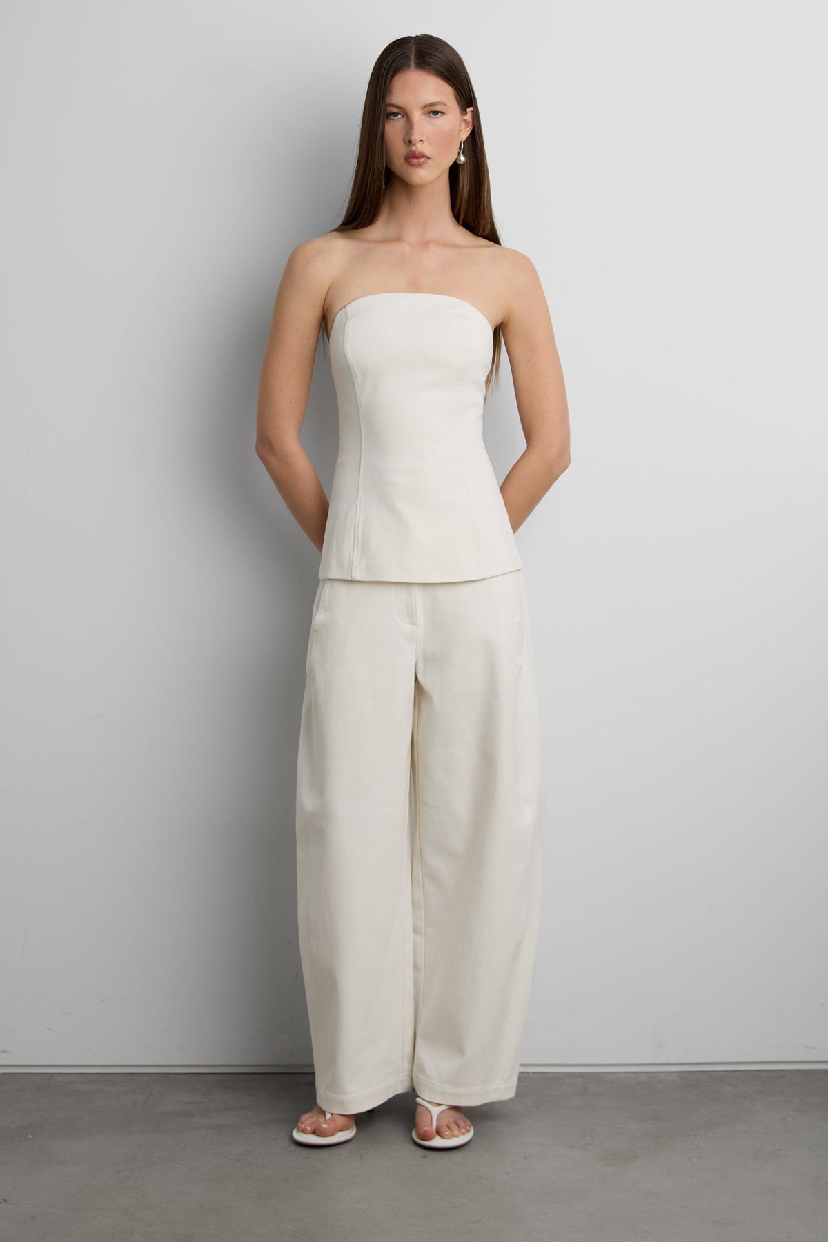 WOVEN TWILL TUBE TOP