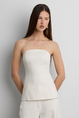 WOVEN TWILL TUBE TOP