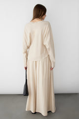 TEXTURED BOAT NECK DROP SLEEVE BLOUSE