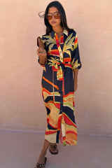 Blue Palm Shirt Dress