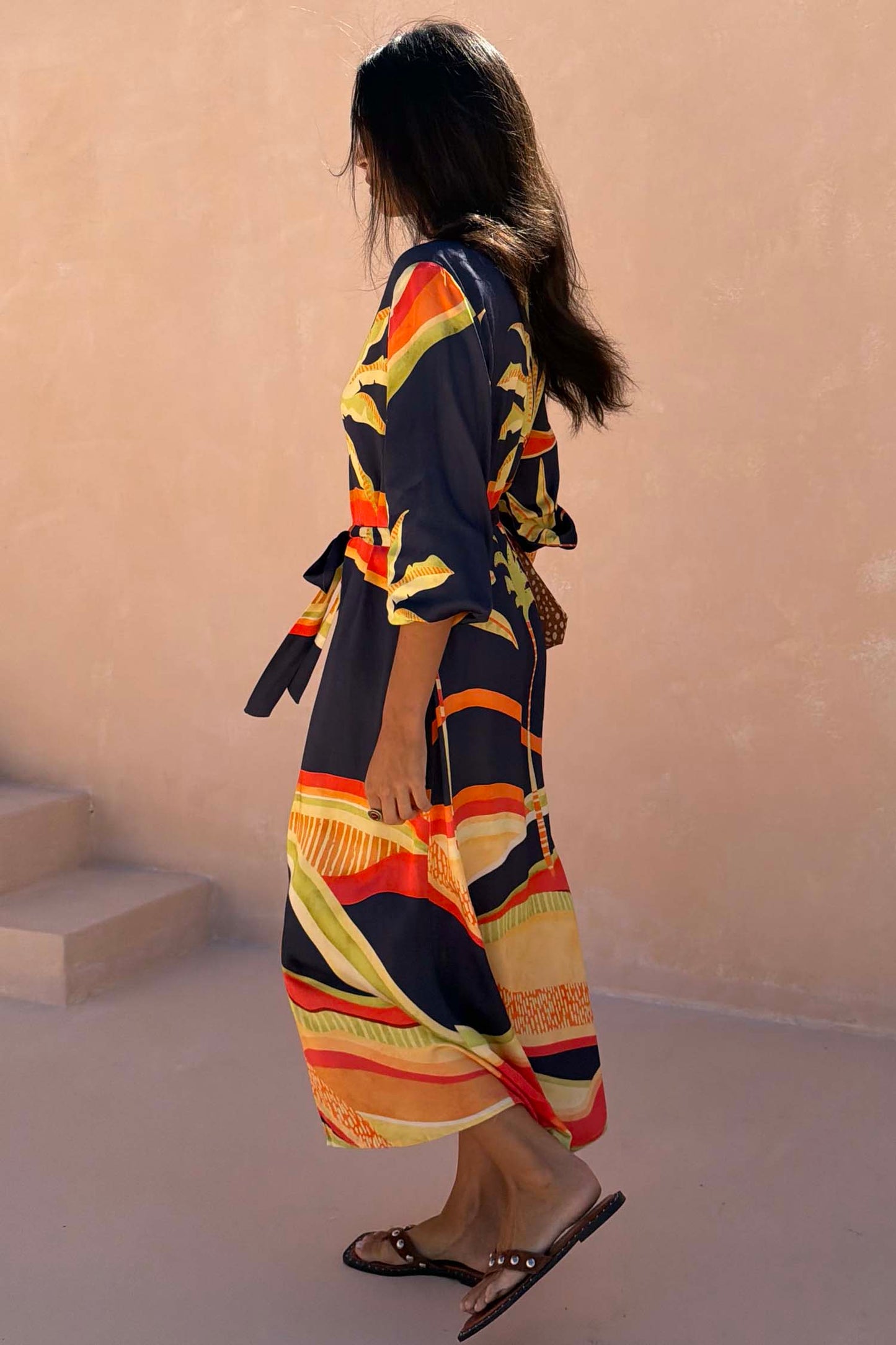 Blue Palm Shirt Dress