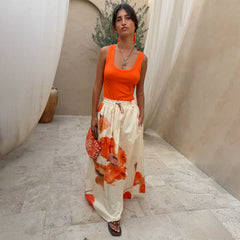 Blurred Floral Midi Skirt