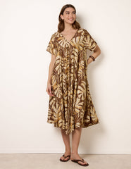 Topical Print Kimono Style Oversized Dress