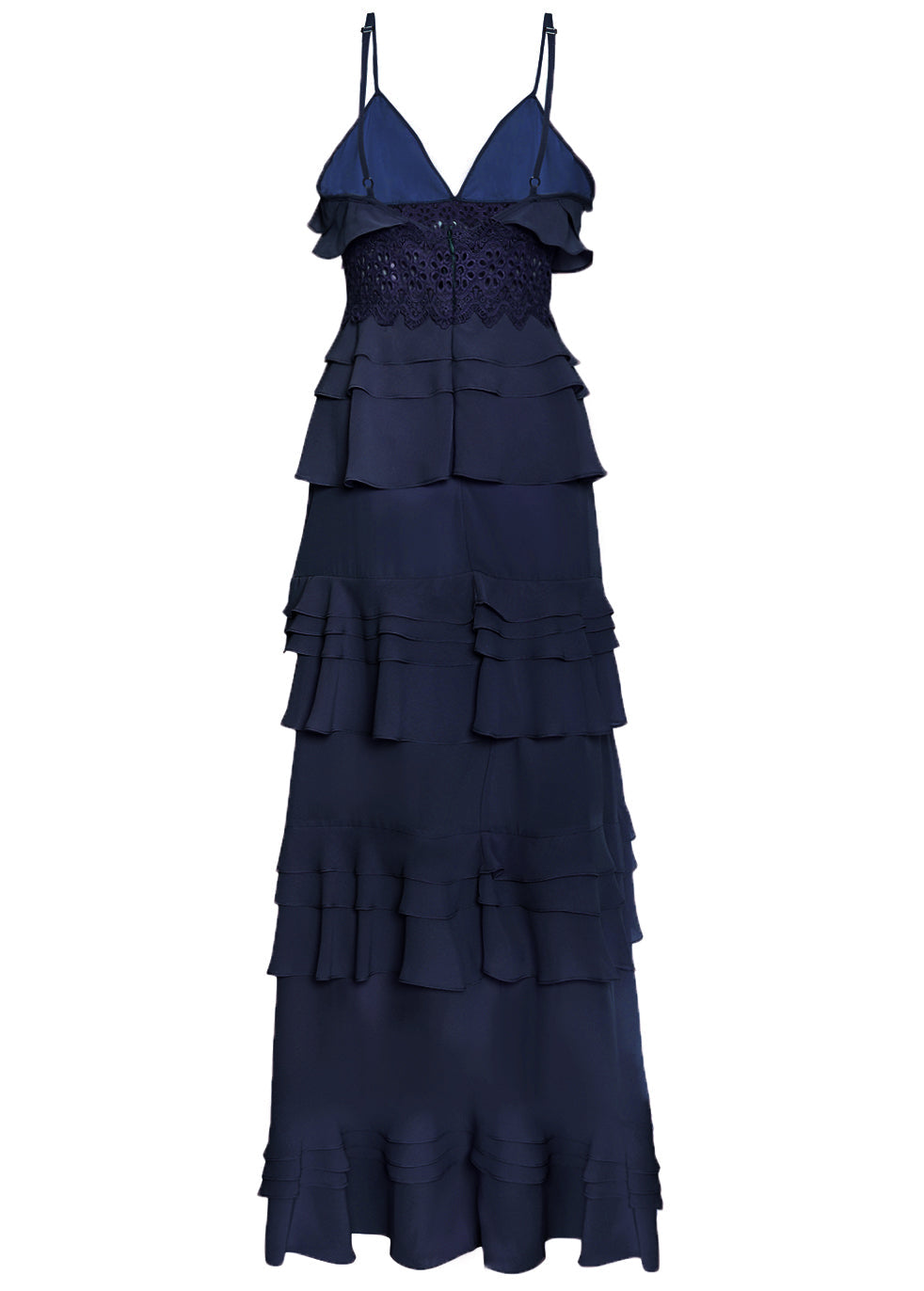 True Decadence Sophia Navy Tiered Ruffle Maxi Dress