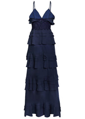 True Decadence Sophia Navy Tiered Ruffle Maxi Dress