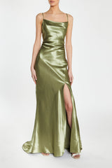 True Decadence Pippa Sage Green Bridesmaid Cowl-Neck Slip Dress