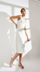 True Decadence White Satin Midi Cowl Nightie