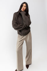 CABLE KNIT COLLARED CARDIGAN