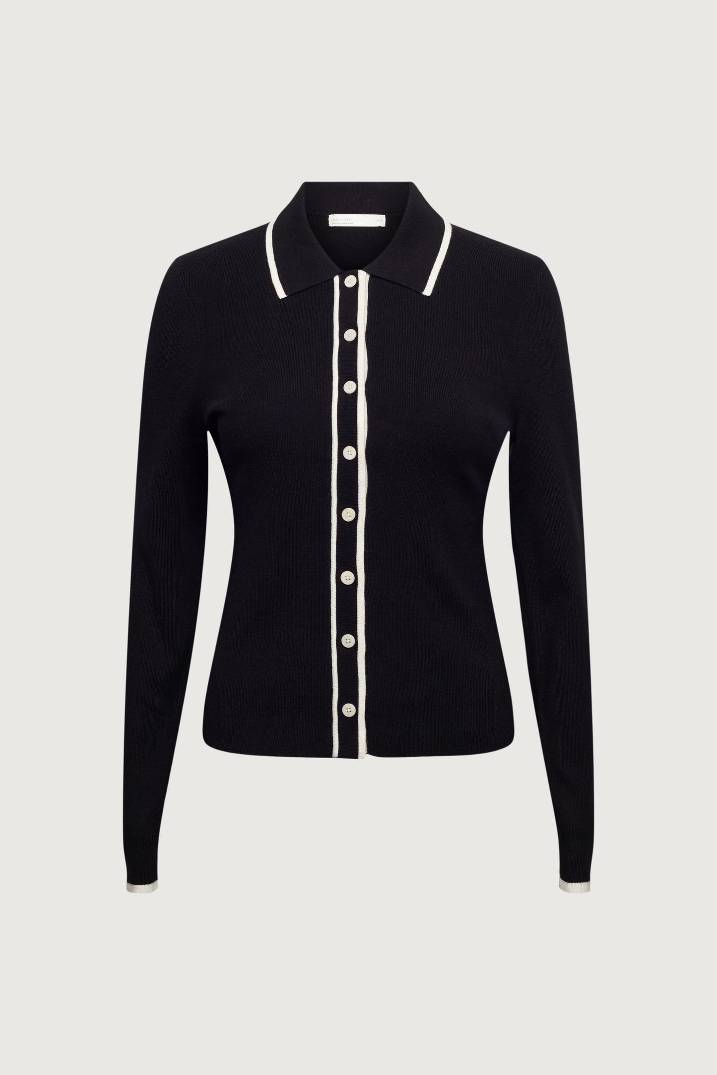 CONTRAST TRIM BUTTON FRONT COLLARED CARDIGAN