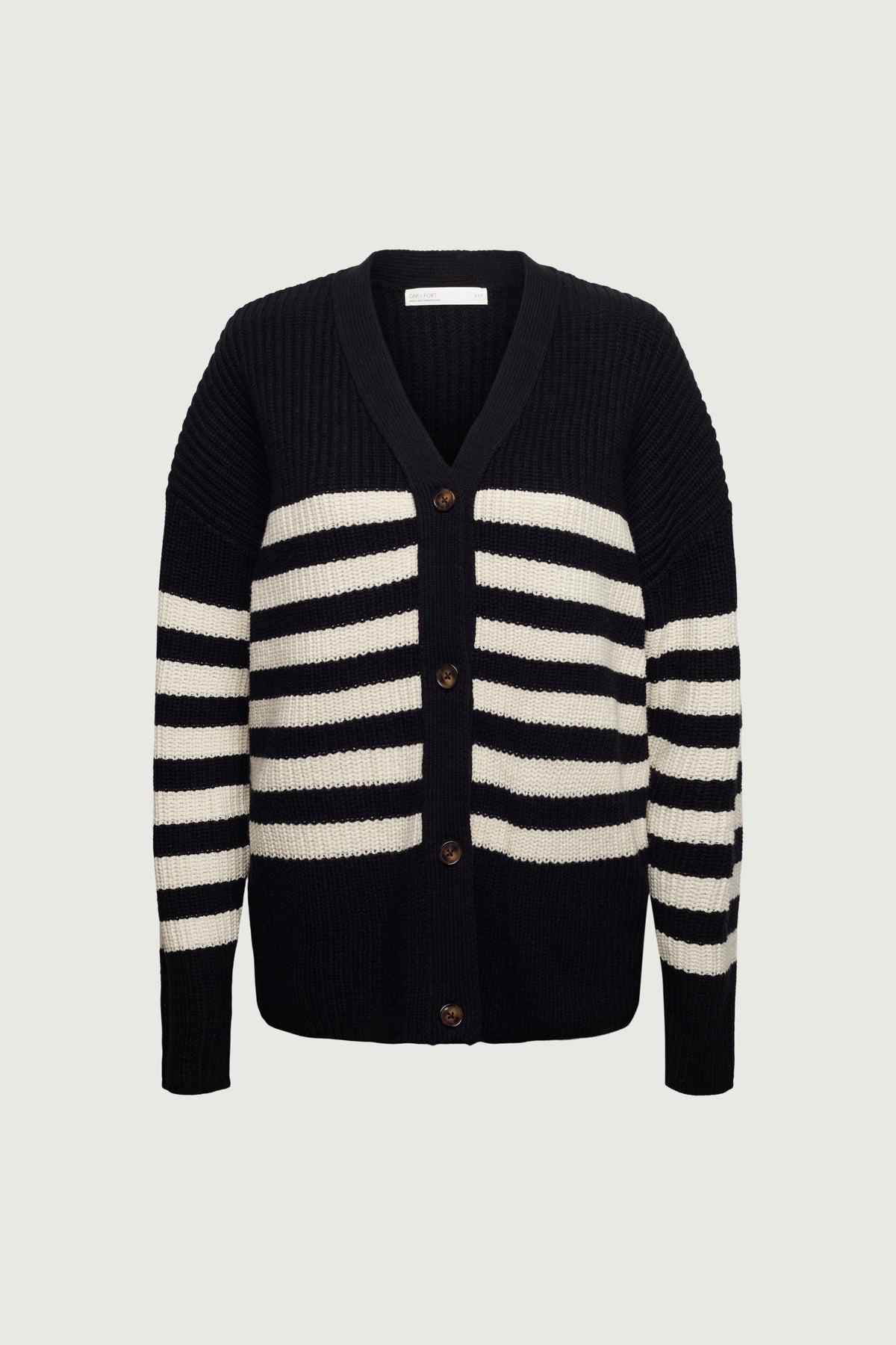 STRIPED BUTTON FRONT CARDIGAN